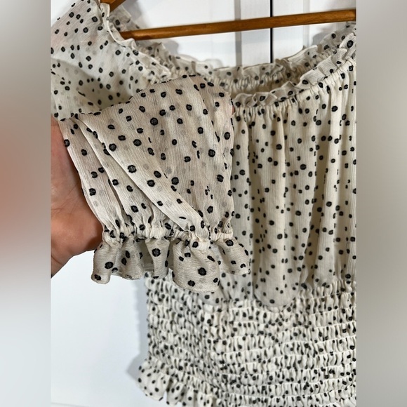 Anthropologie | Lucia Smocked | Off The Shoulder | Blouse | Black/White |‎ Small - Picture 3 of 9